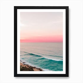 Cala De Mijas Beach, Costa Del Sol, Spain Pink Photography 1 Art Print