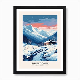 Winter Night  Travel Poster Snowdonia National Park 3 Art Print