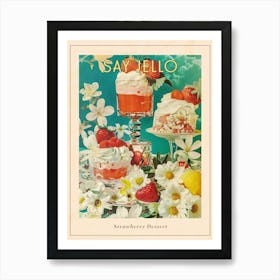 Retro Layered Strawberry Dessert Collage 2 Poster Art Print