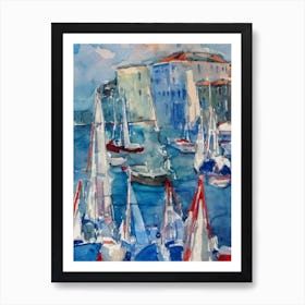 Port Of Rijeka Croatia Abstract Block harbour Art Print