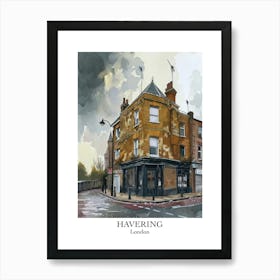 Havering London Borough   Street Watercolour 6 Poster Art Print