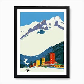 Selva Val Gardena, Italy Midcentury Vintage Skiing Poster Art Print