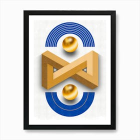 Gold And Blue Abstract Art Print