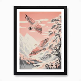 Vintage Japanese Inspired Bird Print Falcon 4 Art Print