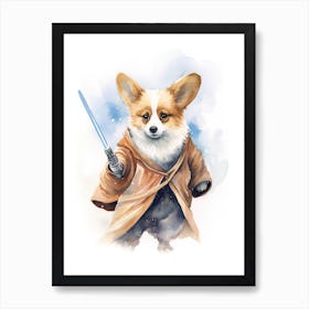 Corgi Dog As A Jedi 4 Art Print