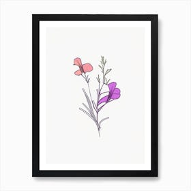 Nemesia Floral Minimal Line Drawing 4 Flower Art Print