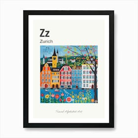 Kids Travel Alphabet  Zurich 1 Art Print