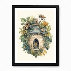 Gypsy Cuckoo Bee Beehive Watercolour Illustration 1 Art Print