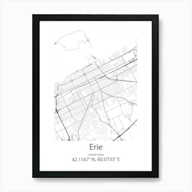 Erie,United States Minimalist Map Affiche