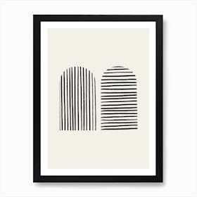 Striped Arches Black Art Print