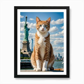 Statue Of Liberty Cat Art Print