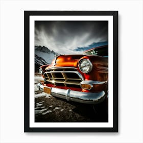 Classic Car In Winter Art Print