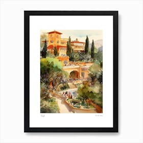 Tivoli, Italy 4 Watercolour Travel Poster Art Print
