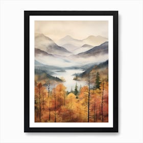 Autumn Forest Landscape The Trossachs Scotland 2 Art Print