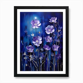 Purple Flowers At Night Art Print