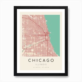 Chicago Map Print - Vintage style Art Print