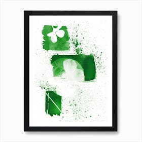 Green Abstract Flowers Art Print