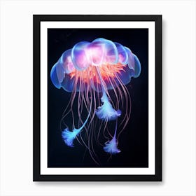 Portuguese Man Of War Jellyfish Neon Illustration 1 Art Print