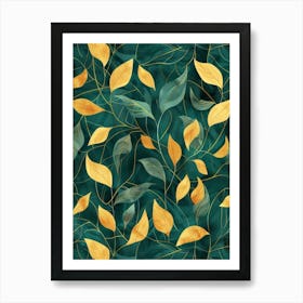 Autumn Leaves Seamless Pattern 3 Art Print