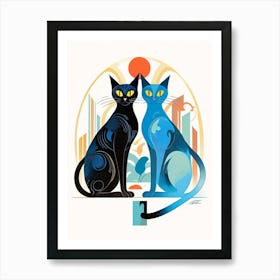 Blue Cats Art Print