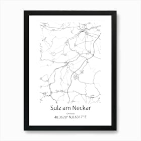 Sulz Am Neckar,Germany Minimalist Map Art Print