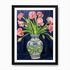 Flowers In A Vase Still Life Painting Carnation Dianthus 4 Art Print
