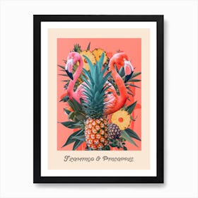 Flamingo & Pineapple Poster Art Print