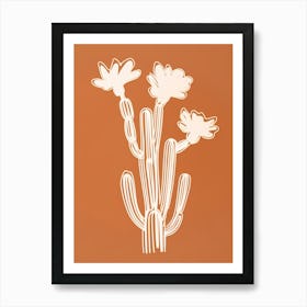 Cactus Line Drawing Echinocereus Cactus 2 Art Print