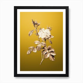 Gold Botanical Autumn Damask Rose on Mango Yellow Art Print
