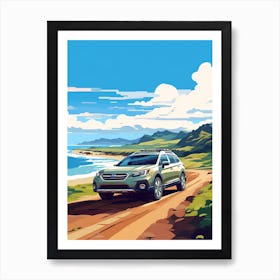 A Subaru Outback In Causeway Coastal Route Illustration 4 Art Print