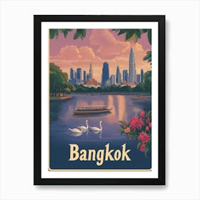 Aihrgdesign A Mid Century Modern Travel Poster For Bangkok Art Print