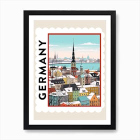 Retro Winter Stamp Poster Hamburg Germany 1 Art Print