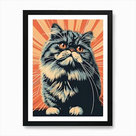 Persian Cat Relief Illustration 2 Art Print