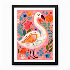 Pink Scandi Swan 1 Art Print