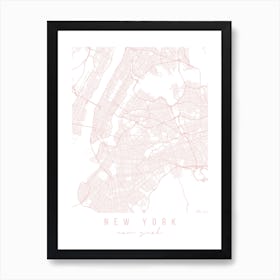 New York New York Light Pink Minimal Street Map Art Print