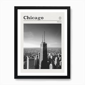 Chicago Illinois Black And White Art Print