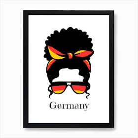 Cute Women Style Wearing Germany Flag Glasses Art Print