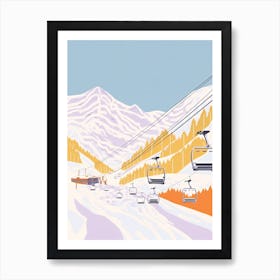 Andermatt   Switzerland, Ski Resort Pastel Colours Illustration 1 Art Print