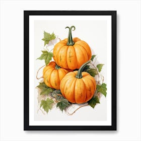 Jack O  Lantern Pumpkin Watercolour Illustration 4 Art Print
