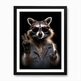 A Honduran Raccoon Doing Peace Sign Wearing Sunglasses 2 Art Print