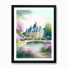 Château De Chantilly Gardens, 1, France Pastel Watercolour Art Print