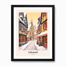 Vintage Winter Travel Poster Colmar France 2 Art Print