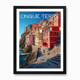 Colourful Cinque Terre Italy travel poster Art Print Art Print