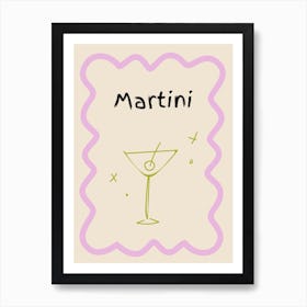 Martini Doodle Poster Lilac & Green Art Print