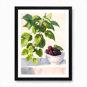 Black Raspberry Italian Watercolour fruit Art Print