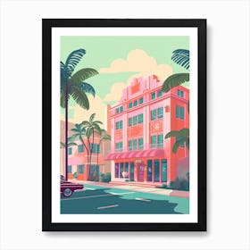 Miami Florida Usa Travel Illustration 3 Art Print