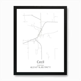 Cecil,United States Minimalist Map Art Print