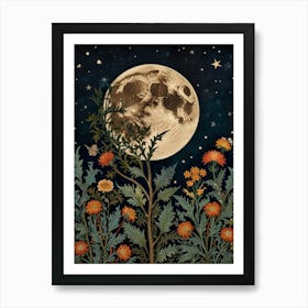 Moon And Flowers Style William Morris 22 Art Print