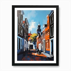Painting Of A Amsterdam With A Cat In The Style Of Of Pop Art 3 Art Print