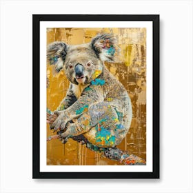 Koala Gold Effect Collage 3 Art Print